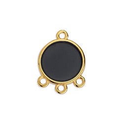 BLACK / 24.KT.GD.PL. (GQC8454-G565) (GQC8454-X) Alloy Ring 14x19mm pendant with 3 rings (2 PCS) (GQC8454-X) Alloy Ring 14x19mm pendant with 3 rings (2 PCS)
