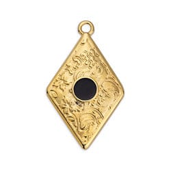 (GQD6861B) 24KT GOLD PLATED/ BLACK (GQD6861X) Rhombus motif ethnic textured pattern 27MM (2 PCS) (GQD6861X) Rhombus motif ethnic textured pattern 27MM (2 PCS)