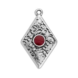 (GQD6861C) SILVER.ANT. / RED (GQD6861X) Rhombus motif ethnic textured pattern 27MM (2 PCS) (GQD6861X) Rhombus motif ethnic textured pattern 27MM (2 PCS)