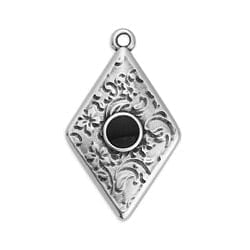 (GQD6861D) SILVER ANT. / BLACK (GQD6861X) Rhombus motif ethnic textured pattern 27MM (2 PCS) (GQD6861X) Rhombus motif ethnic textured pattern 27MM (2 PCS)