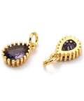 INDIGO (GQD8005-04) (GQD8005-X) Brass Micro Pave Cubic Zirconia Pendants Teardrop, 7.5x12mm (2PCS) (GQD8005-X) Brass Micro Pave Cubic Zirconia Pendants Teardrop, 7.5x12mm (2PCS)