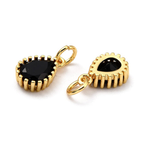BLACK (GQD8005-01) (GQD8005-X) Brass Micro Pave Cubic Zirconia Pendants Teardrop, 7.5x12mm (2PCS) (GQD8005-X) Brass Micro Pave Cubic Zirconia Pendants Teardrop, 7.5x12mm (2PCS)