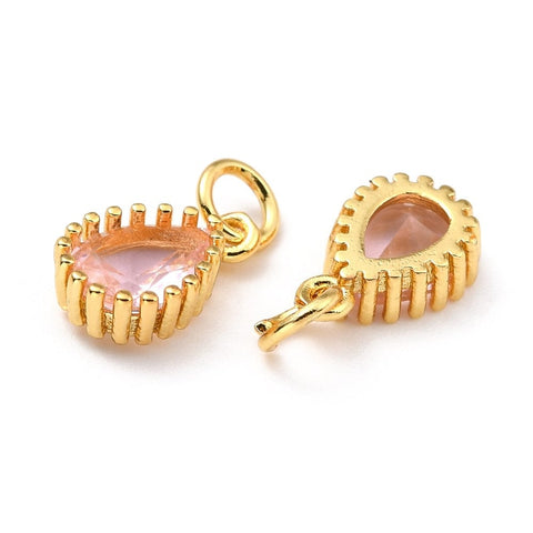 PINK (GQD8005-07) (GQD8005-X) Brass Micro Pave Cubic Zirconia Pendants Teardrop, 7.5x12mm (2PCS) (GQD8005-X) Brass Micro Pave Cubic Zirconia Pendants Teardrop, 7.5x12mm (2PCS)