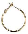 (GQE7078A) 24KT GOLD PALTED (GQE7078-X) Brass earring hoop 1.5x25mm easy clip pin (2 PCS) (GQE7078-X) Brass earring hoop 1.5x25mm easy clip pin (2 PCS)