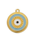 (GQE7105A) GOLD / WHITE (GQE7105X) Round eye motif with rays and grains pendant 18X20MM (2 PCS) (GQE7105X) Round eye motif with rays and grains pendant 18X20MM (2 PCS)