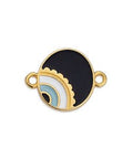 (GQE7126A) GD.PL./BLACK (GQE7126X) Round motif with asymmetric eye with 2 rings 18x14mm (2 PCS) (GQE7126X) Round motif with asymmetric eye with 2 rings 18x14mm (2 PCS)