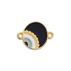 (GQE7126A) GD.PL./BLACK (GQE7126X) Round motif with asymmetric eye with 2 rings 18x14mm (2 PCS) (GQE7126X) Round motif with asymmetric eye with 2 rings 18x14mm (2 PCS)