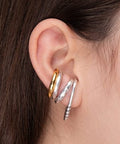 (GQE7223A) Earring lobe hug hammered with titanium pin 24kt Gold plated (2 PCS) (GQE7223A) Earring lobe hug hammered with titanium pin 24kt Gold plated (2 PCS)