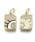 (GQE7324A) Brass Zirconia, Rectangle with Eye, Real 18K Gold Plated 14x9mm  (1 pc) (GQE7324A) Brass Zirconia, Rectangle with Eye, Real 18K Gold Plated 14x9mm  (1 pc)