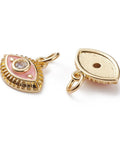 (GQE7983-A03) Brass Micro Pave Clear Cubic Zirconia, with Enamel, Eye, Misty Rose 12x10mm (2 PCS) (GQE7983-A03) Brass Micro Pave Clear Cubic Zirconia, with Enamel, Eye, Misty Rose 12x10mm (2 PCS)