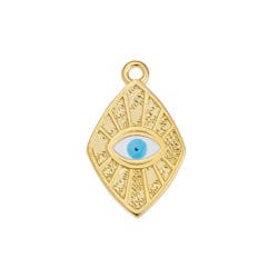 (GQE8054-GWH) Alloy Motif rhombus 12x20mm with eye pendant (2 PCS) (GQE8054-GWH) Alloy Motif rhombus 12x20mm with eye pendant (2 PCS)