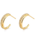 (GQE8273-G) Half Hoop Cubic Zirconia Earrings. Real 18K Gold Plated (1 PAIR) (GQE8273-G) Half Hoop Cubic Zirconia Earrings. Real 18K Gold Plated (1 PAIR)