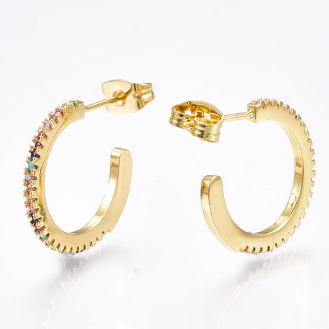 (GQE8729A) Brass Micro Pave Cubic Zirconia Stud Earrings, 18.5mm (1 PAIR) (GQE8729A) Brass Micro Pave Cubic Zirconia Stud Earrings, 18.5mm (1 PAIR)