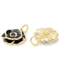 BLACK (FL8715-01) (GQF8715-X) Brass Pendants, with Enamel Flower, 17x15mm (2 PCS) (GQF8715-X) Brass Pendants, with Enamel Flower, 17x15mm (2 PCS)