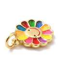 (GQF8716-M) Rack Plating Brass Pendant Flower with Smiling Face, Colorful 12x14mm (2 PCS) (GQF8716-M) Rack Plating Brass Pendant Flower with Smiling Face, Colorful 12x14mm (2 PCS)