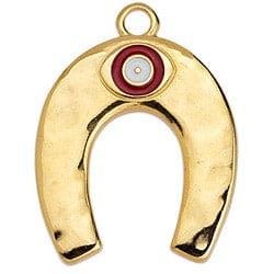 (GQH6731A) Horse shoe motif with eye pendant 26X34MM 24KT GOLD PLATED (1 PC) (GQH6731A) Horse shoe motif with eye pendant 26X34MM 24KT GOLD PLATED (1 PC)