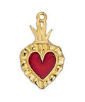 (GQH7100A) GOLD / BURGANDY (GQH7100X) Mexican heart motif pendant 15X27MM (2 PCS) (GQH7100X) Mexican heart motif pendant 15X27MM (2 PCS)