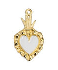 (GQH7100B) GOLD / WHITESTONE (GQH7100X) Mexican heart motif pendant 15X27MM (2 PCS) (GQH7100X) Mexican heart motif pendant 15X27MM (2 PCS)