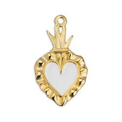 (GQH7100B) GOLD / WHITESTONE (GQH7100X) Mexican heart motif pendant 15X27MM (2 PCS) (GQH7100X) Mexican heart motif pendant 15X27MM (2 PCS)