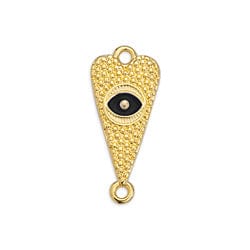 (GQH7216A) GOLD/BLACK (GQH7216X) Heart motif with eye and grains with 2 rings 23x10mm (2 PCS) (GQH7216X) Heart motif with eye and grains with 2 rings 23x10mm (2 PCS)