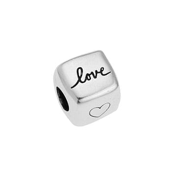 (GQH8062-X) Alloy Bead 10.5mm cube ''love'' Φ5mm (1 PC) (GQH8062-X) Alloy Bead 10.5mm cube ''love'' Φ5mm (1 PC)