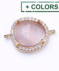 (GQL7488-1) SANDY BROWN (GQL7488-1) Brass Micro Pave Cubic Zirconia Links, with Faceted Glass Oval, 14x21mm (1 PC) (GQL7488-1) Brass Micro Pave Cubic Zirconia Links, with Faceted Glass Oval, 14x21mm (1 PC)