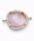 (GQL7488-1) SANDY BROWN (GQL7488-1) Brass Micro Pave Cubic Zirconia Links, with Faceted Glass Oval, 14x21mm (1 PC) (GQL7488-1) Brass Micro Pave Cubic Zirconia Links, with Faceted Glass Oval, 14x21mm (1 PC)