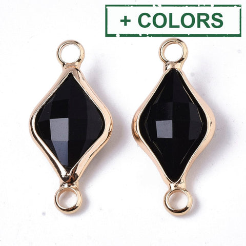 (GQL7881-X) Glass Links, Faceted, Rhombus, 22x10mm (2 PCS) (GQL7881-X) Glass Links, Faceted, Rhombus, 22x10mm (2 PCS)