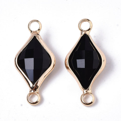 BLACK (GQL7881-B) (GQL7881-X) Glass Links, Faceted, Rhombus, 22x10mm (2 PCS) (GQL7881-X) Glass Links, Faceted, Rhombus, 22x10mm (2 PCS)