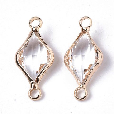 CLEAR (GQL7881-A) (GQL7881-X) Glass Links, Faceted, Rhombus, 22x10mm (2 PCS) (GQL7881-X) Glass Links, Faceted, Rhombus, 22x10mm (2 PCS)