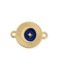 GD.PL./BLUE (GQL8061-GBL) (GQL8061-X) Alloy Round motif with star & rays with 2 rings  (2 PCS) (GQL8061-X) Alloy Round motif with star & rays with 2 rings  (2 PCS)