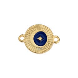 GD.PL./BLUE (GQL8061-GBL) (GQL8061-X) Alloy Round motif with star & rays with 2 rings  (2 PCS) (GQL8061-X) Alloy Round motif with star & rays with 2 rings  (2 PCS)