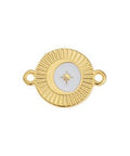 GD.PL./WHITE (GQL8061-GWH) (GQL8061-X) Alloy Round motif with star & rays with 2 rings  (2 PCS) (GQL8061-X) Alloy Round motif with star & rays with 2 rings  (2 PCS)