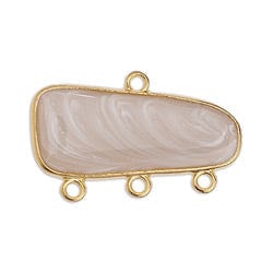 WHITE PEARL / 24.GD.PL. (GQL8455-G818) (GQL8455-X) Alloy Component Rectangular 28x17mm with 4 rings (1 PC) (GQL8455-X) Alloy Component Rectangular 28x17mm with 4 rings (1 PC)