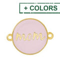 (GQM8248-X) Round motif ''mom'' with 2 rings 23x18mm link (1 PC) (GQM8248-X) Round motif ''mom'' with 2 rings 23x18mm link (1 PC)
