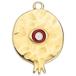 (GQP6732A) Pomegranate motif with eye pendant 24KT GOLD PLATED 26X38MM (1 PC) (GQP6732A) Pomegranate motif with eye pendant 24KT GOLD PLATED 26X38MM (1 PC)