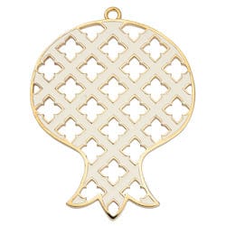 GOLD/WHITE (GQP6794B) (GQP6794X) Pomegranate with perforated pattern pendant 71X94MM (GQP6794X) Pomegranate with perforated pattern pendant 71X94MM