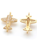 (GQP7478A) Brass Micro Pave Cubic Zirconia Links, Propeller Airplane, 16.5mm (1 PC) (GQP7478A) Brass Micro Pave Cubic Zirconia Links, Propeller Airplane, 16.5mm (1 PC)