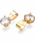 (GQP8090-25G) Brass Cubic Zirconia Charms, 13x6mm  (2 PCS) (GQP8090-25G) Brass Cubic Zirconia Charms, 13x6mm  (2 PCS)