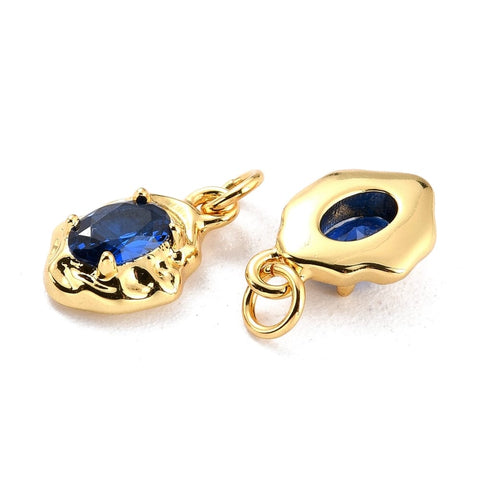 BLUE (GQP8411-D) (GQP8411-X) Brass Micro Pave Cubic Zirconia Pendant, Real 18K Gold Plated, Oval, 8x12mm (2 PCS) (GQP8411-X) Brass Micro Pave Cubic Zirconia Pendant, Real 18K Gold Plated, Oval, 8x12mm (2 PCS)