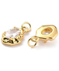 CLEAR (GQP8411-B) (GQP8411-X) Brass Micro Pave Cubic Zirconia Pendant, Real 18K Gold Plated, Oval, 8x12mm (2 PCS) (GQP8411-X) Brass Micro Pave Cubic Zirconia Pendant, Real 18K Gold Plated, Oval, 8x12mm (2 PCS)