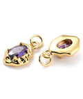 PURPLE (GQP8411-E) (GQP8411-X) Brass Micro Pave Cubic Zirconia Pendant, Real 18K Gold Plated, Oval, 8x12mm (2 PCS) (GQP8411-X) Brass Micro Pave Cubic Zirconia Pendant, Real 18K Gold Plated, Oval, 8x12mm (2 PCS)