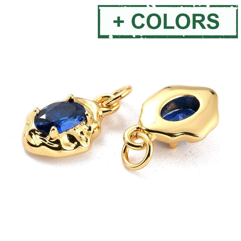 (GQP8411-X) Brass Micro Pave Cubic Zirconia Pendant, Real 18K Gold Plated, Oval, 8x12mm (2 PCS) (GQP8411-X) Brass Micro Pave Cubic Zirconia Pendant, Real 18K Gold Plated, Oval, 8x12mm (2 PCS)
