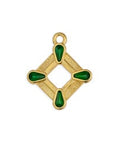 GD.PL./GREEN (GQP8489-GG) (GQP8489-GG) Motif rombus ethnic with 4 drops pendant (2 PCS) (GQP8489-GG) Motif rombus ethnic with 4 drops pendant (2 PCS)
