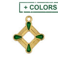 (GQP8489-GG) Motif rombus ethnic with 4 drops pendant (2 PCS) (GQP8489-GG) Motif rombus ethnic with 4 drops pendant (2 PCS)