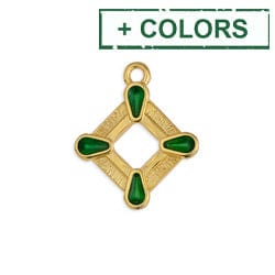 (GQP8489-GG) Motif rombus ethnic with 4 drops pendant (2 PCS) (GQP8489-GG) Motif rombus ethnic with 4 drops pendant (2 PCS)