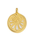 24KT.GD.PL. /WHITE (GQP8515-GW) (GQP8515-X) Alloy Round motif carved pendant for 2mm 17x22mm (2 PCS) (GQP8515-X) Alloy Round motif carved pendant for 2mm 17x22mm (2 PCS)
