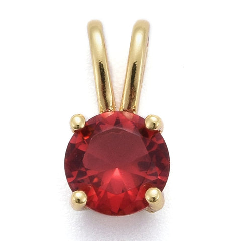 RED (GQP8735-X) Brass Micro Pave Cubic Zirconia Pendants, Flat Round, B7x13.5mm (2 PCS) (GQP8735-X) Brass Micro Pave Cubic Zirconia Pendants, Flat Round, B7x13.5mm (2 PCS)