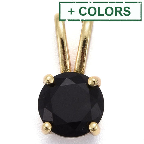 (GQP8735-X) Brass Micro Pave Cubic Zirconia Pendants, Flat Round, B7x13.5mm (2 PCS) (GQP8735-X) Brass Micro Pave Cubic Zirconia Pendants, Flat Round, B7x13.5mm (2 PCS)