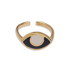 (GQR7218B) GOLD / BLACK (GQR7218A) Brass ring 17mm with eye (1 PC) (GQR7218A) Brass ring 17mm with eye (1 PC)
